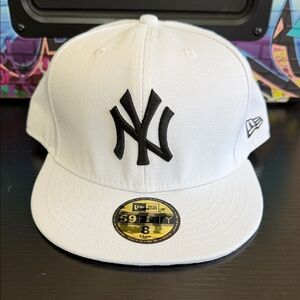 New Era White Cap with Black Emblem